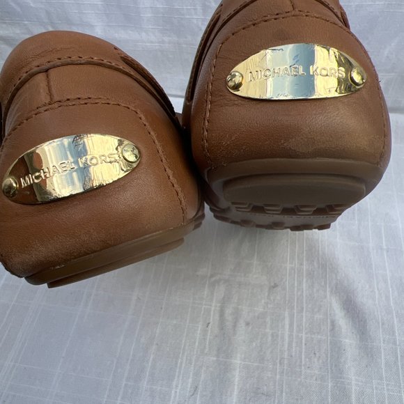 Michael Kors Moccasin Loafers Sutton Leather Upper Rubber Sole Tan Shoes 7.5M - Picture 7 of 10